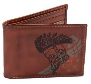   Top Gun Embroidered Sky Chief Leather Trifold W - 
