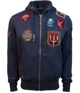  Top Gun Men's zip up hoodie with patches ()