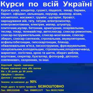 Курси бровіст, сушист, взуттєвик, маляр, арматурник, астролог, бляхар. озеленювач - объявление