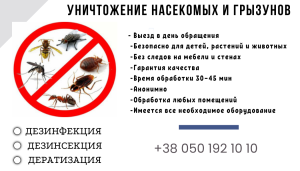 Уничтожение грызунов и насекомых в Харькове. - объявление